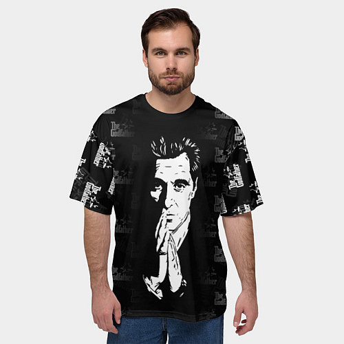 Мужская футболка оверсайз Крёстный отец Лого паттерн / 3D-принт – фото 3