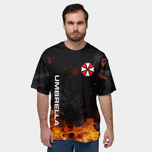 Мужская футболка оверсайз Umbrella Corporation Огонь / 3D-принт – фото 3