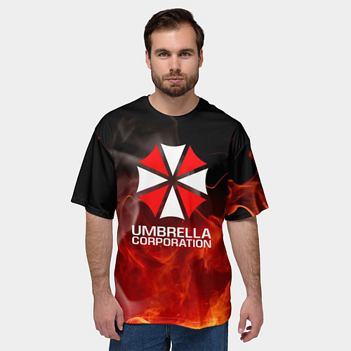 Мужская футболка оверсайз Umbrella Corporation пламя / 3D-принт – фото 3