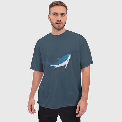 Мужская футболка оверсайз Мегалодон в Океане / 3D-принт – фото 3