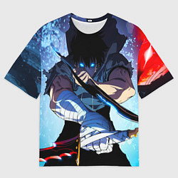 Футболка оверсайз мужская Поднятие Уровня в одиночку Сон Джин Ву , SOLO LEVE, цвет: 3D-принт