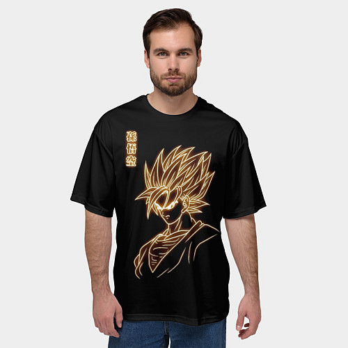 Мужская футболка оверсайз Гоку неоновый Dragon Ball / 3D-принт – фото 3