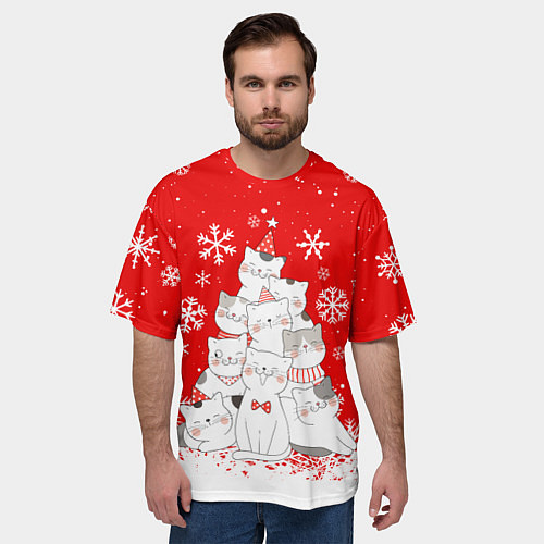 Мужская футболка оверсайз КОТОЁЛКА на новый год / 3D-принт – фото 3