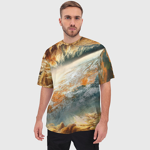 Мужская футболка оверсайз Песчаный Космос / 3D-принт – фото 3