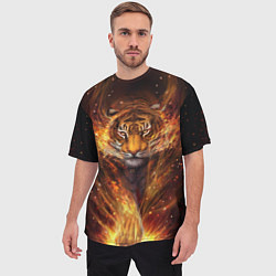 Футболка оверсайз мужская Огненный тигр Сила огня, цвет: 3D-принт — фото 2