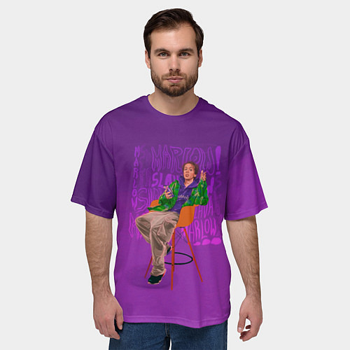 Мужская футболка оверсайз Сидящий Слава / 3D-принт – фото 3