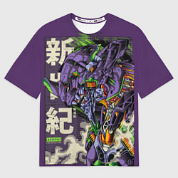 Футболка оверсайз мужская Evangelion Eva-01, цвет: 3D-принт