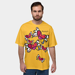 Футболка оверсайз мужская Romero Britto - flying hearts, цвет: 3D-принт — фото 2