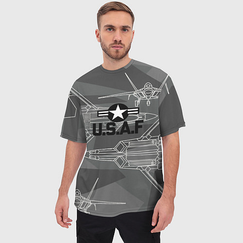 Мужская футболка оверсайз U S Air force / 3D-принт – фото 3