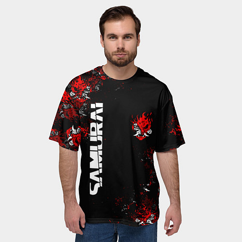 Мужская футболка оверсайз КИБЕРПАНК 2077 SAMURAI CYBERPUNK 2077 / 3D-принт – фото 3