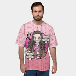 Футболка оверсайз мужская НЕЗУКА ЦВЕТУЩАЯ САКУРА, цвет: 3D-принт — фото 2