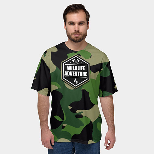 Мужская футболка оверсайз Adventure - камуфляж / 3D-принт – фото 3