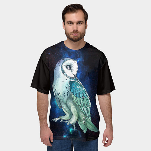 Мужская футболка оверсайз Полярная сова в космосе / 3D-принт – фото 3