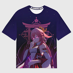 Футболка оверсайз мужская Genshin Impact - Гудзи Яэ Мико, цвет: 3D-принт