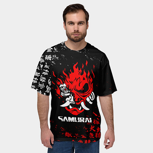 Мужская футболка оверсайз CYBERPUNK SAMURAI: JAPAN STYLE / 3D-принт – фото 3