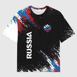 Футболка оверсайз мужская Russia Штрихи в цвет Флага, цвет: 3D-принт