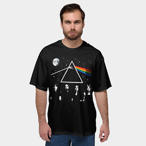 Мужская футболка оверсайз PINK FLOYD LOGO ПИНК ФЛОЙД НЕБО / 3D-принт – фото 3