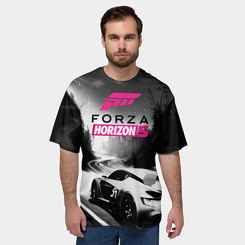 Мужская футболка оверсайз Forza Horizon 5 - night race / 3D-принт – фото 3