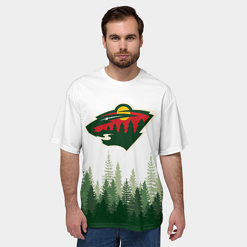Мужская футболка оверсайз Minnesota Wild, Миннесота Уайлд Лес / 3D-принт – фото 3