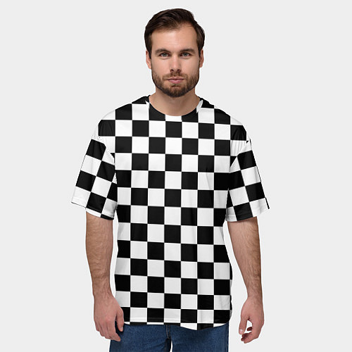 Мужская футболка оверсайз Chess Squares Cubes / 3D-принт – фото 3