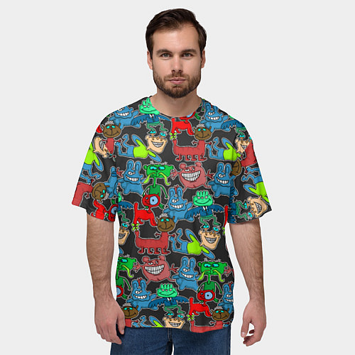 Мужская футболка оверсайз Мы чудики! / 3D-принт – фото 3