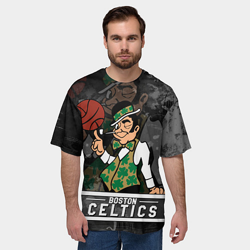 Мужская футболка оверсайз Boston Celtics , Бостон Селтикс / 3D-принт – фото 3