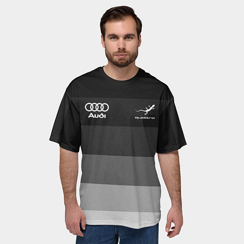 Мужская футболка оверсайз Audi, Ауди Серый градиент / 3D-принт – фото 3