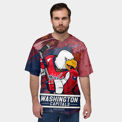 Мужская футболка оверсайз Вашингтон Кэпиталз Washington Capitals / 3D-принт – фото 3
