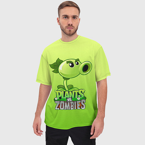 Мужская футболка оверсайз Plants vs Zombies - Горохострел / 3D-принт – фото 3