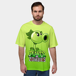Футболка оверсайз мужская Plants vs Zombies - Горохострел, цвет: 3D-принт — фото 2