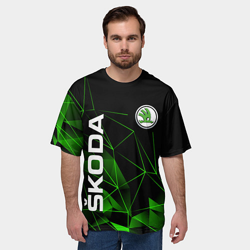 Мужская футболка оверсайз Шкода, Skoda, Геометрия / 3D-принт – фото 3