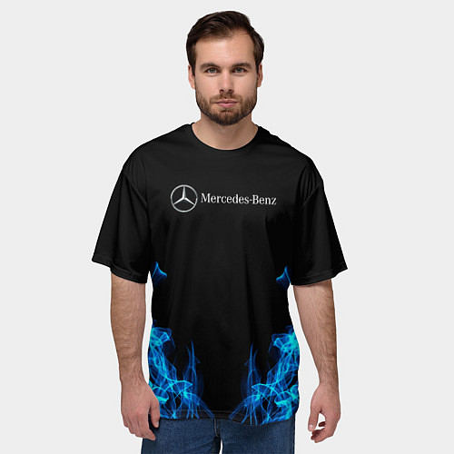 Мужская футболка оверсайз Mercedes-Benz Fire / 3D-принт – фото 3