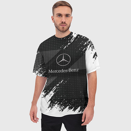 Мужская футболка оверсайз Mercedes-Benz - Темный / 3D-принт – фото 3