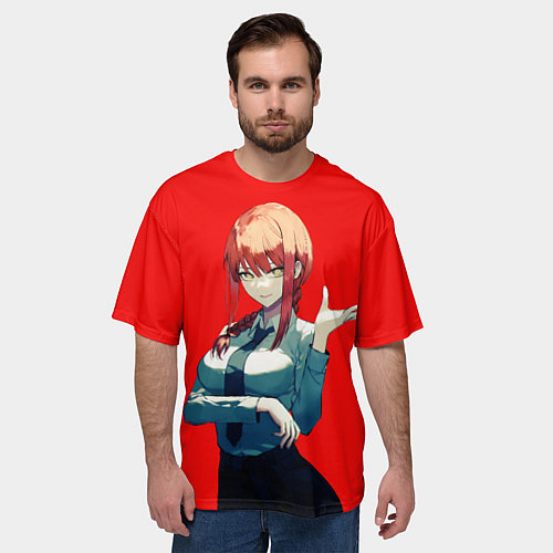 Мужская футболка оверсайз Макима просто Человек бензопила / 3D-принт – фото 3