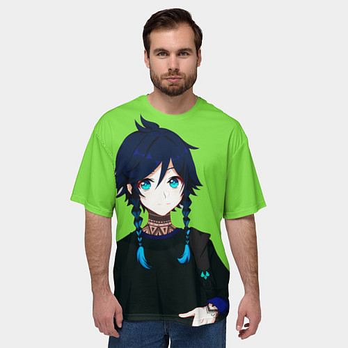 Мужская футболка оверсайз Венти в современном стиле Genshin / 3D-принт – фото 3