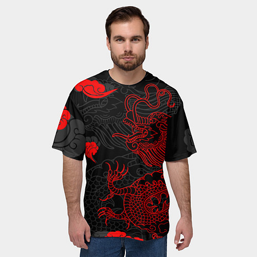 Мужская футболка оверсайз Дракон Китайский дракон / 3D-принт – фото 3
