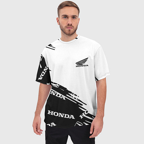 Мужская футболка оверсайз Honda sport pattern / 3D-принт – фото 3