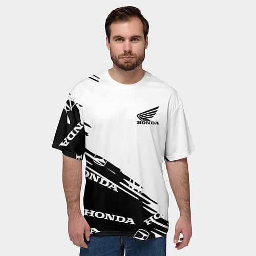 Мужская футболка оверсайз Honda sport pattern / 3D-принт – фото 3