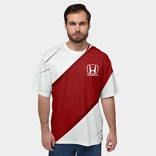 Мужская футболка оверсайз Honda - Red sport / 3D-принт – фото 3