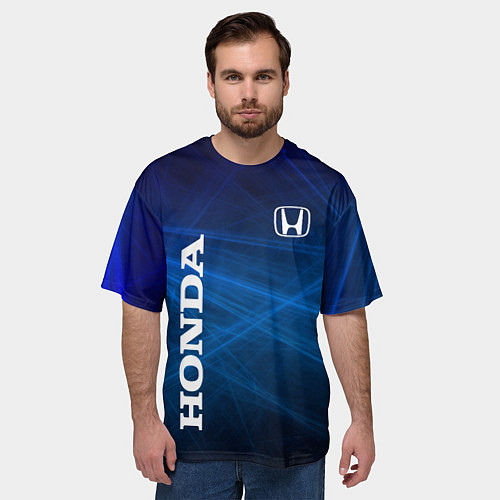 Мужская футболка оверсайз Honda - Blue / 3D-принт – фото 3