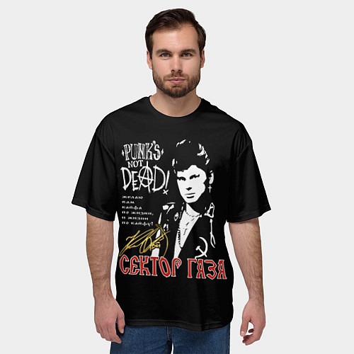Мужская футболка оверсайз Сектор Газа Punks Not Dead / 3D-принт – фото 3