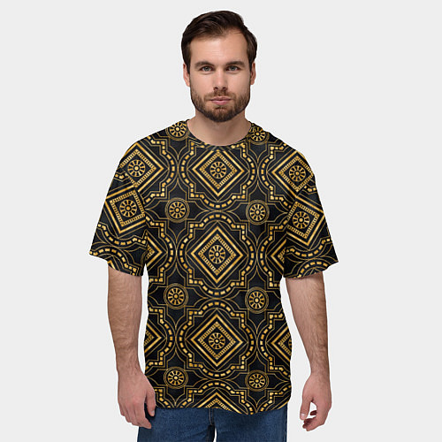 Мужская футболка оверсайз Versace classic pattern / 3D-принт – фото 3
