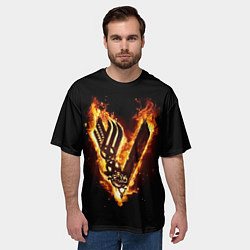 Футболка оверсайз мужская Викинги: Вальхалла, логотип, цвет: 3D-принт — фото 2