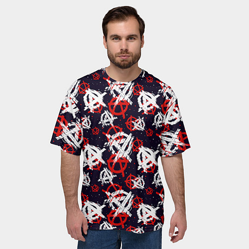 Мужская футболка оверсайз Анархия текстура / 3D-принт – фото 3