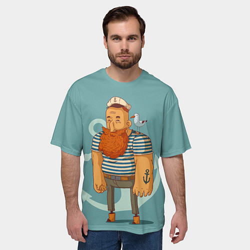 Мужская футболка оверсайз Старый добрый моряк / 3D-принт – фото 3