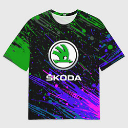 Футболка оверсайз мужская Skoda разноцветные брызги, цвет: 3D-принт