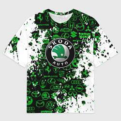 Мужская футболка оверсайз Skoda брызги красок