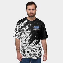 Футболка оверсайз мужская Subaru - Паттерн логотипов авто, цвет: 3D-принт — фото 2