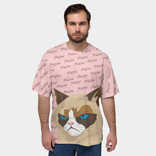 Мужская футболка оверсайз Angry Cat Злой кот / 3D-принт – фото 3