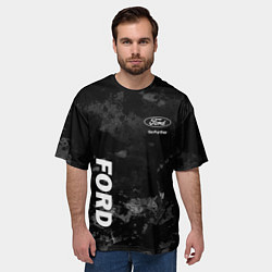 Футболка оверсайз мужская Ford, Форд, Серый фон, цвет: 3D-принт — фото 2